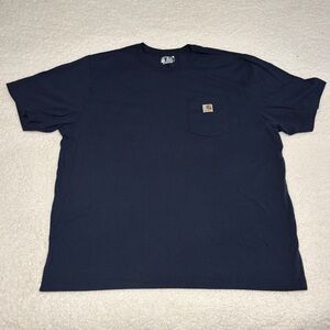 Carhartt Men Blue Navy Loose Fit Short Sleeve T-shirt